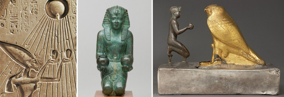 Ankh Symbol Pharaoh Akhenaten Heretic King Queen Nefertiti Aten Solar Disc Worship